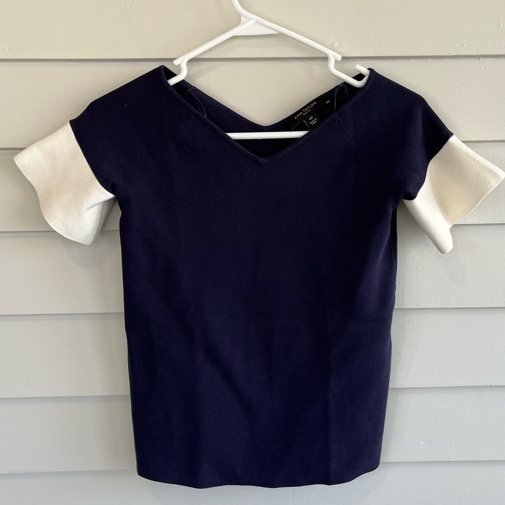 EUC Ann Taylor Color Block Short Sleeve Top Blouse